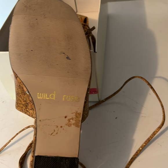 Espadrille thin ankle laceup wedge, tan, Size 8 - Picture 3 of 3